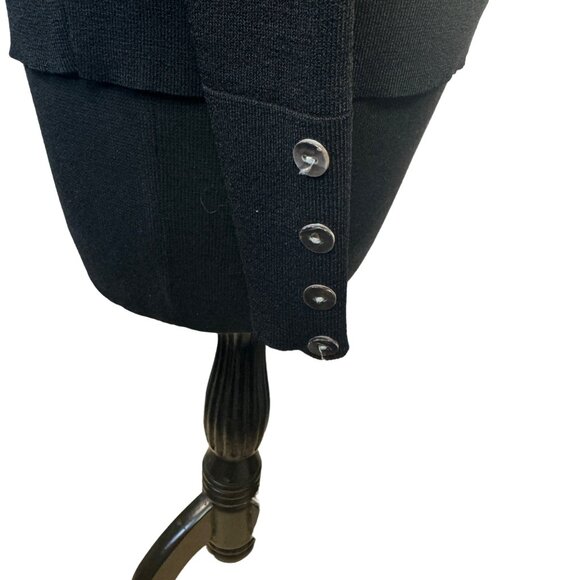Worthington Size Medium Black Cardigan Sweater With Button Front & Sleeve Detail - Picture 5 of 7